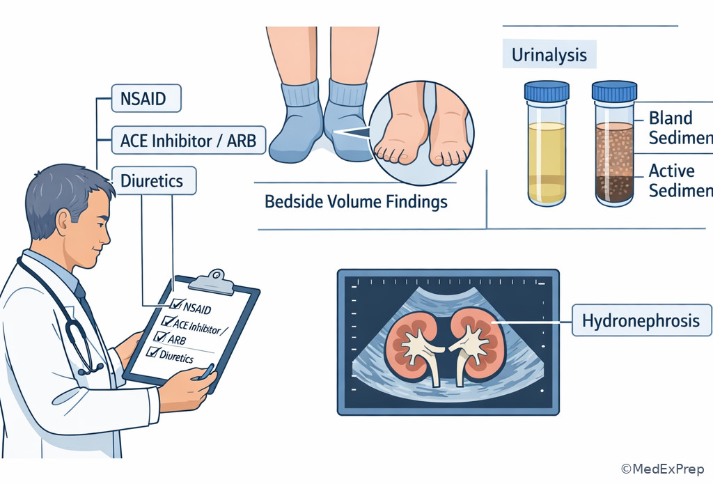 Clinical approach to a creatinine rise after medication exposure