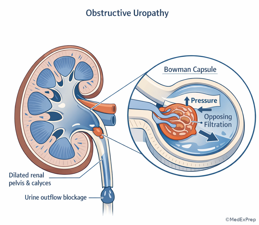 Hydronephrosis and back-pressure effect on filtration