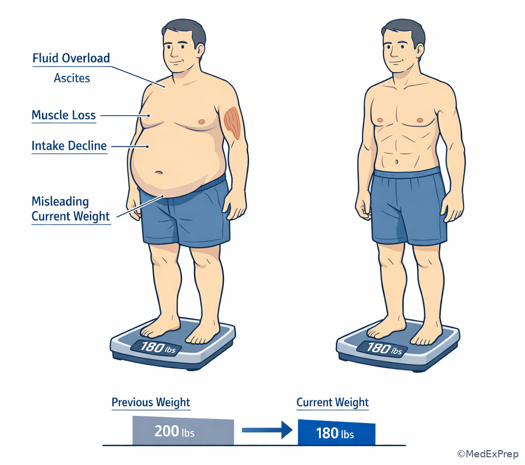Weight trend versus fluid shift illustration