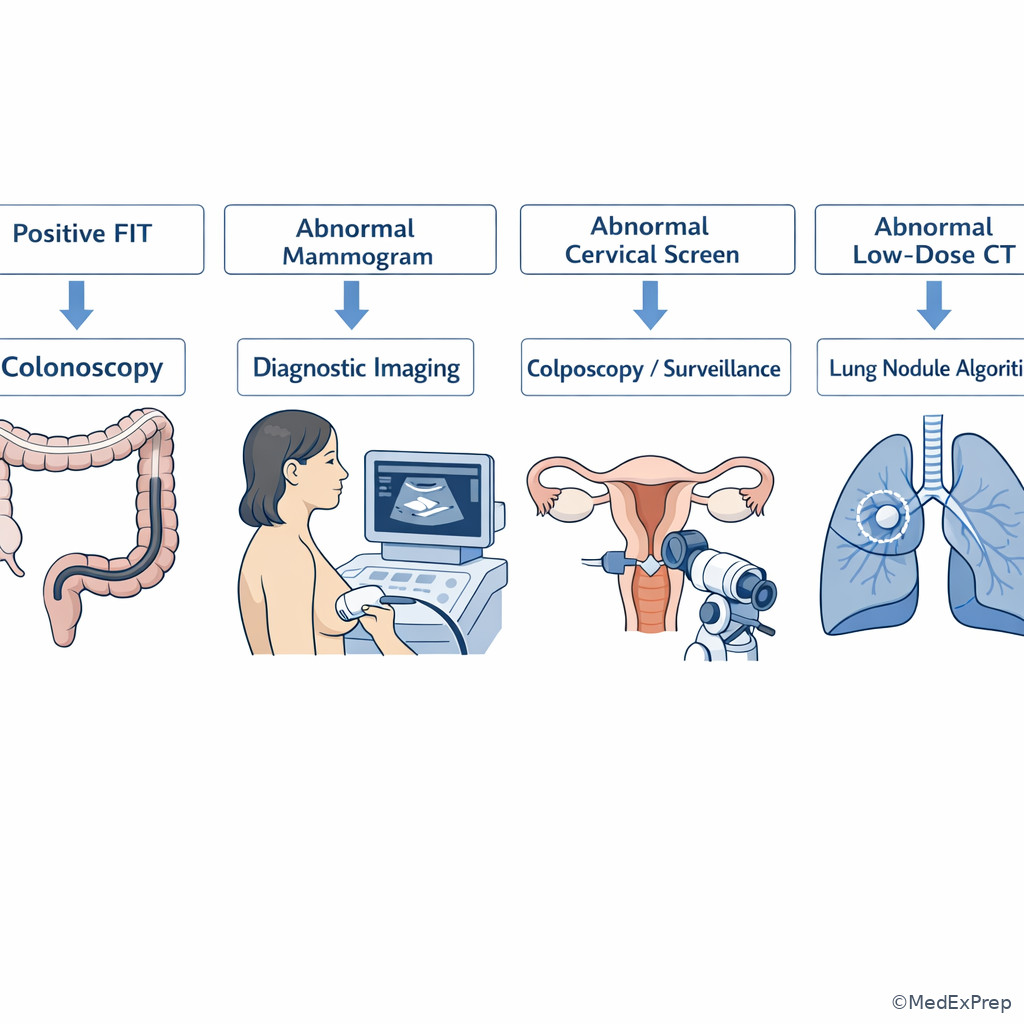 Abnormal screening result follow-up pathways