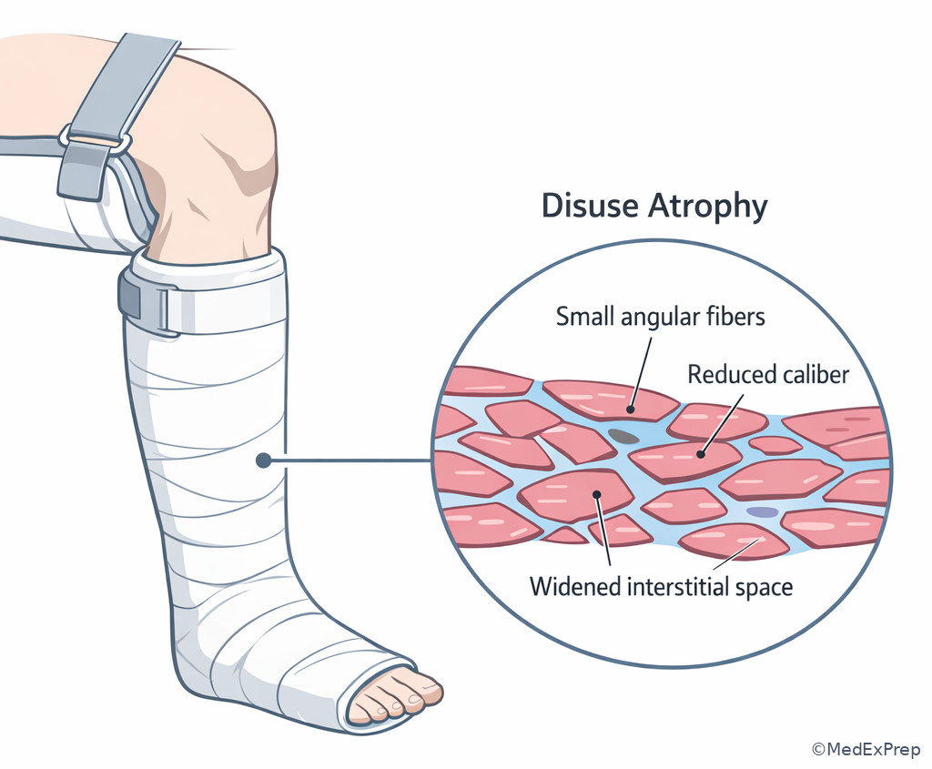 Muscle disuse atrophy pattern
