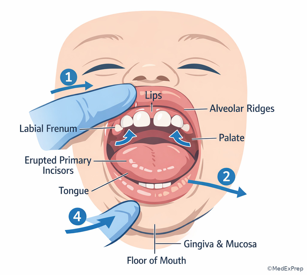 Infant oral examination landmarks