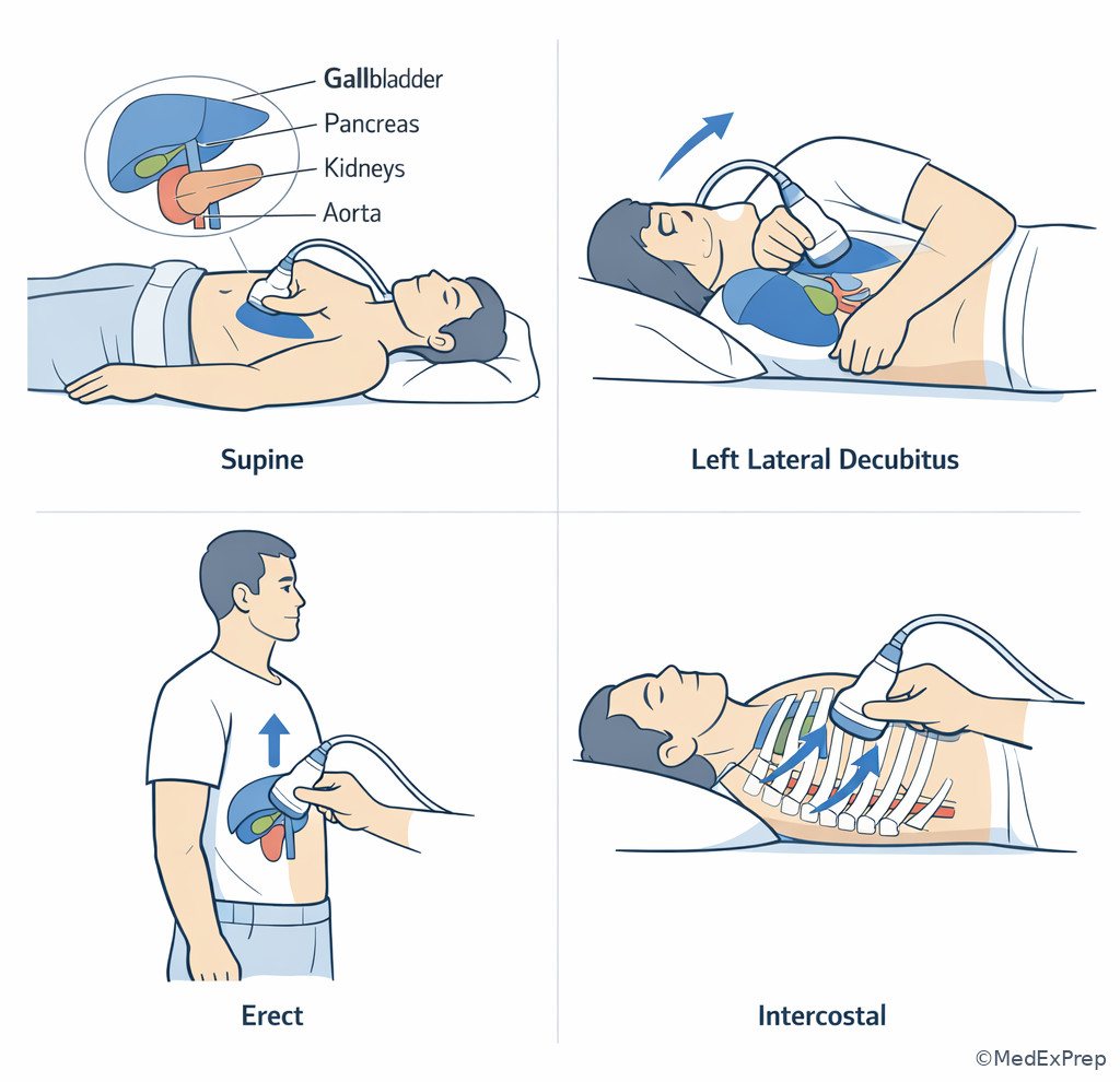 Abdominal scanning windows illustration
