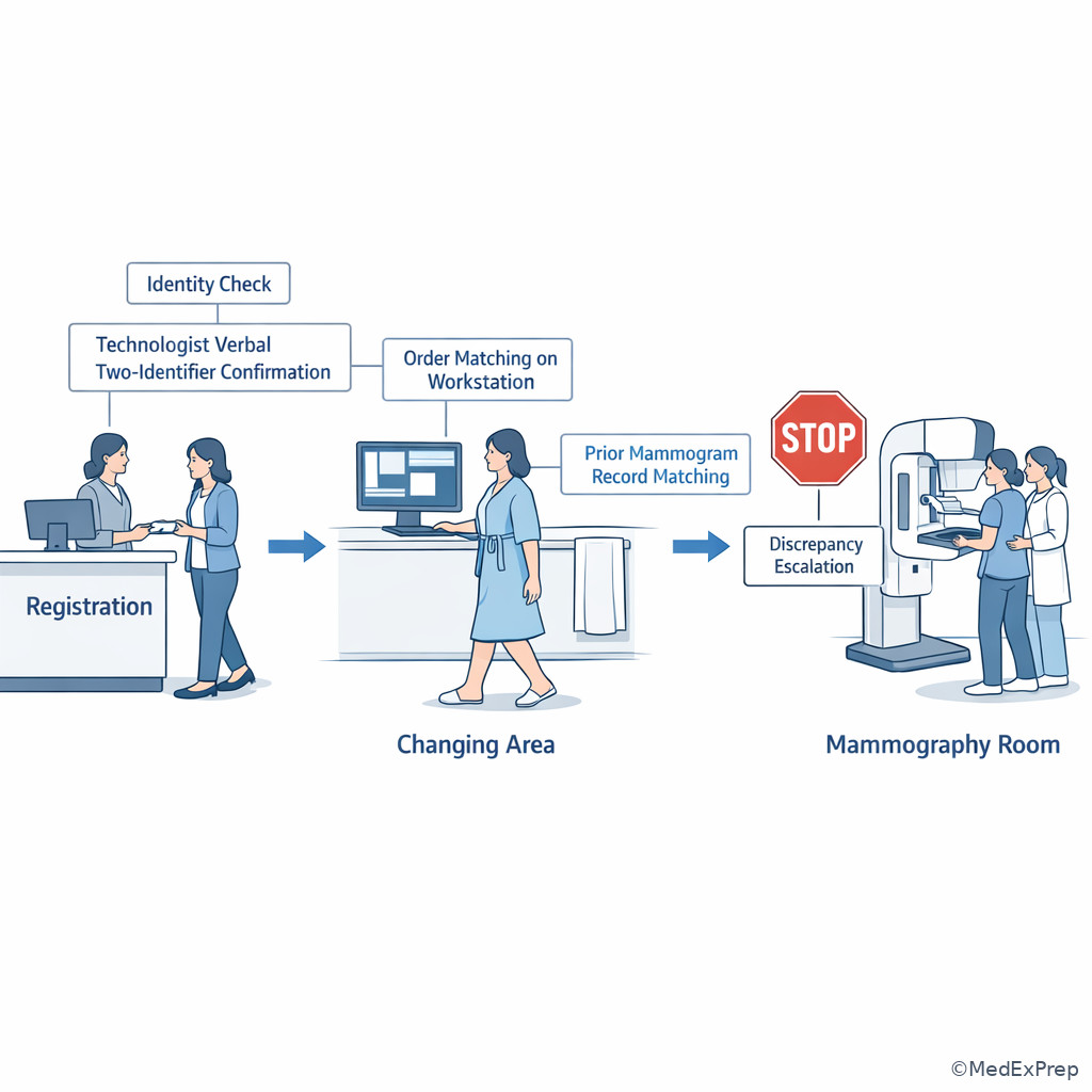 Fig 2. Mammography front-desk to imaging-room verification sequence