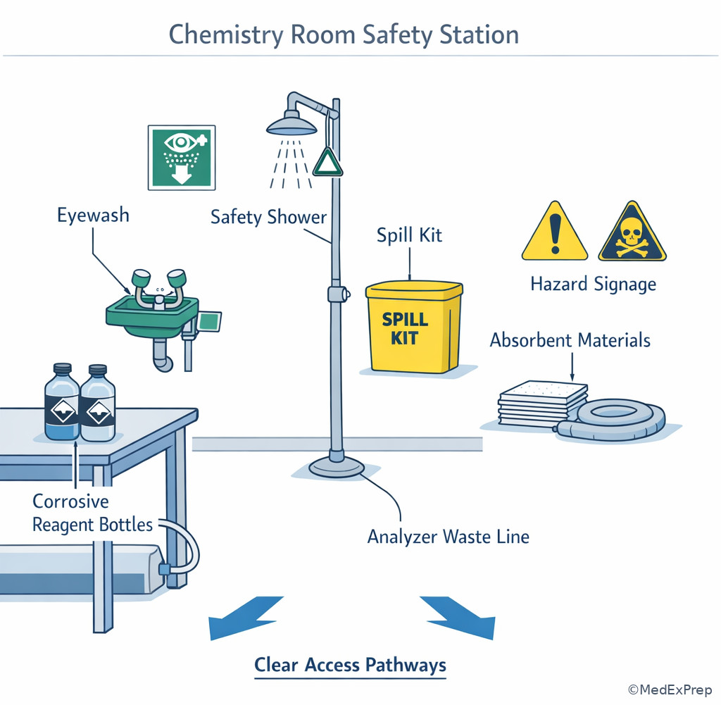 Eyewash and safety shower response setup