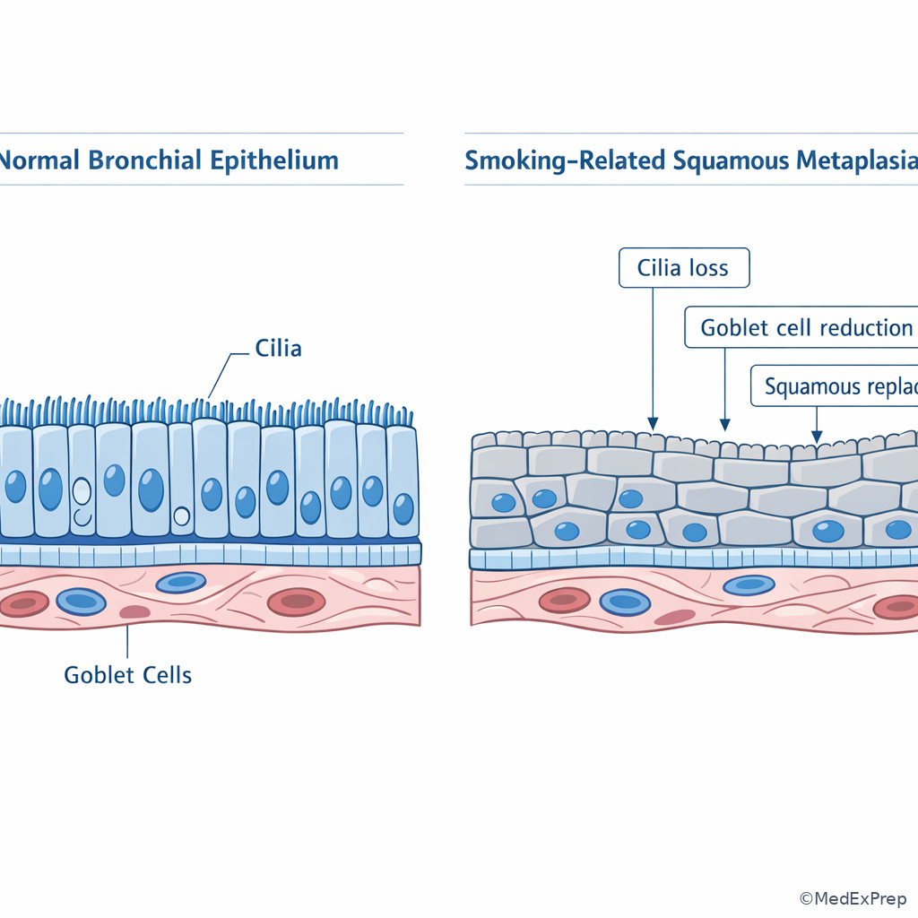 Bronchial squamous metaplasia in smoking