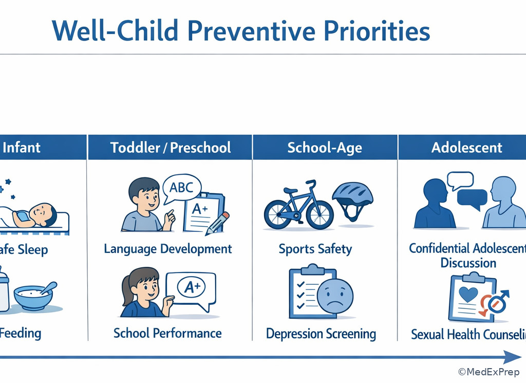 Age-stratified well-child visit timeline