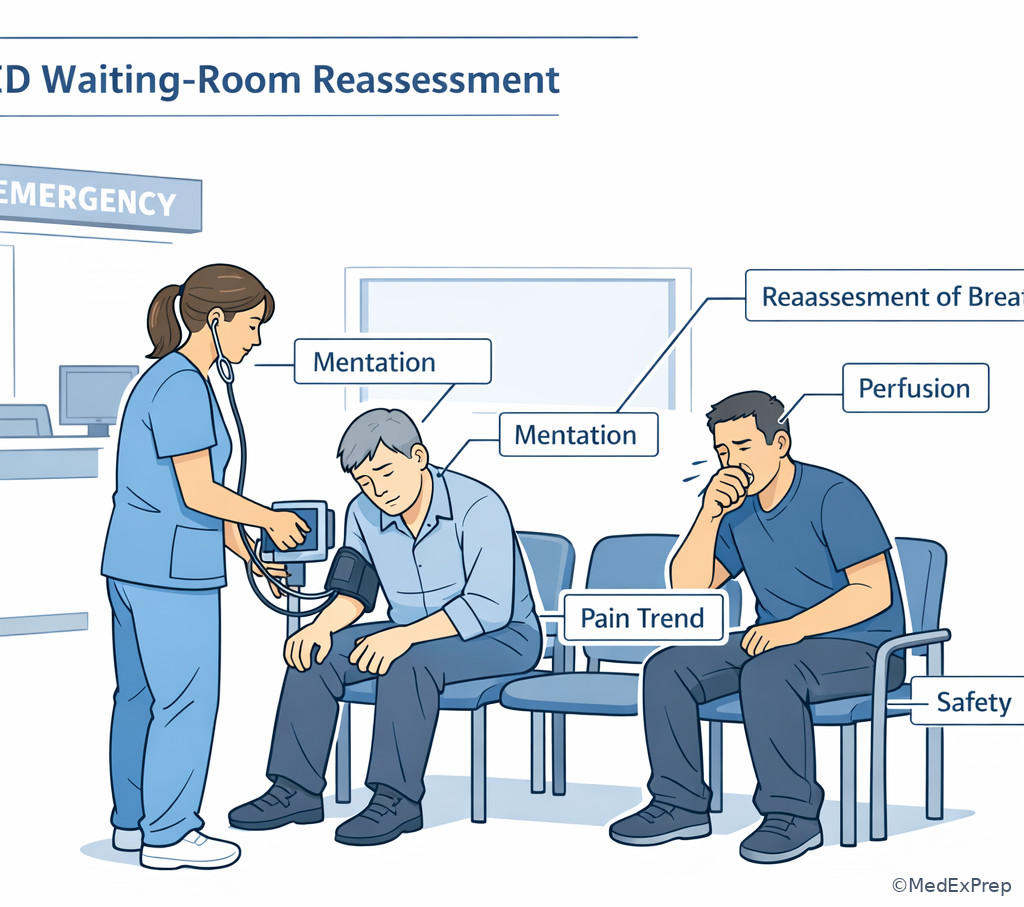 Waiting-room reassessment scene