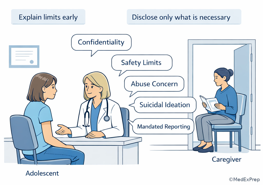 Confidential adolescent interview diagram