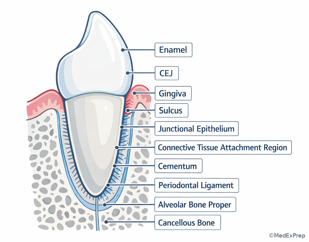 Fig 4. Tooth-support complex in cross-section