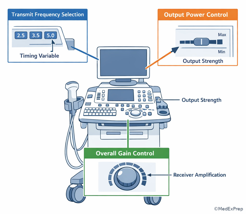 Comparison illustration separating frequency controls from gain and power controls