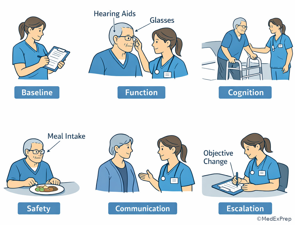 RN bedside assessment sequence for older adult change detection