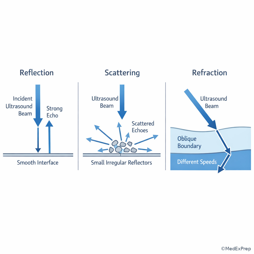 Fig 3. Reflection versus scattering and refraction