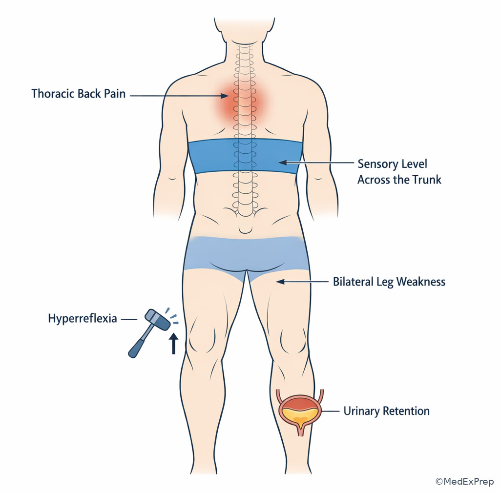 Spinal cord compression symptom map