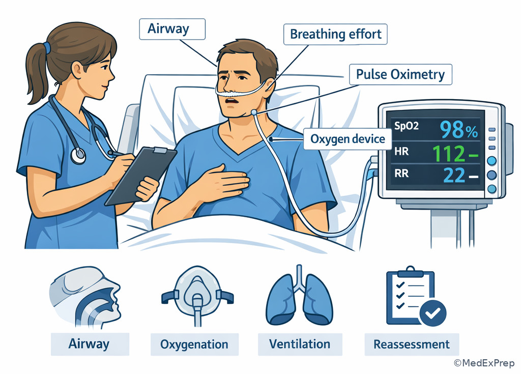 Fig 2. Respiratory therapist at bedside during a simulation-style decision point
