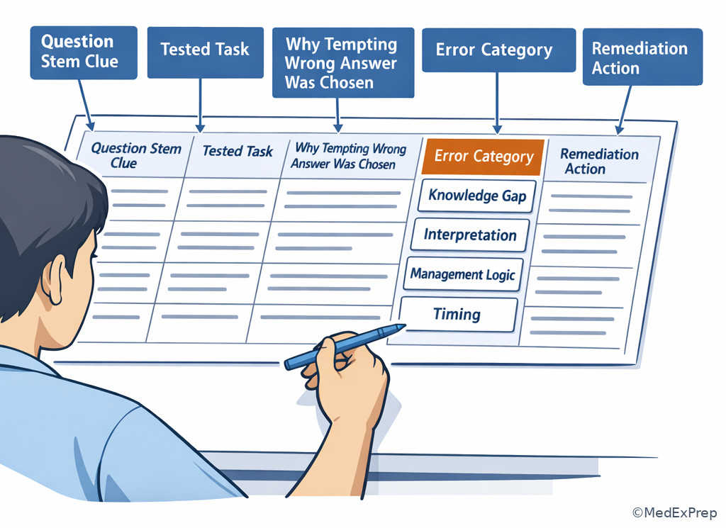 Miss audit worksheet with error categories