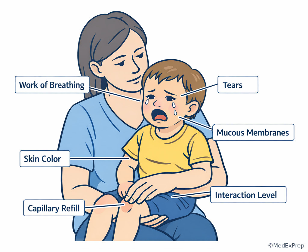Pediatric triage assessment cues