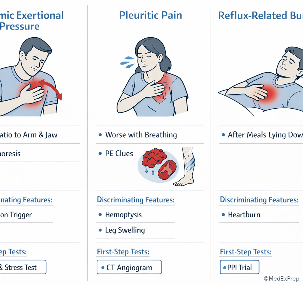 Acute chest pain decision illustration