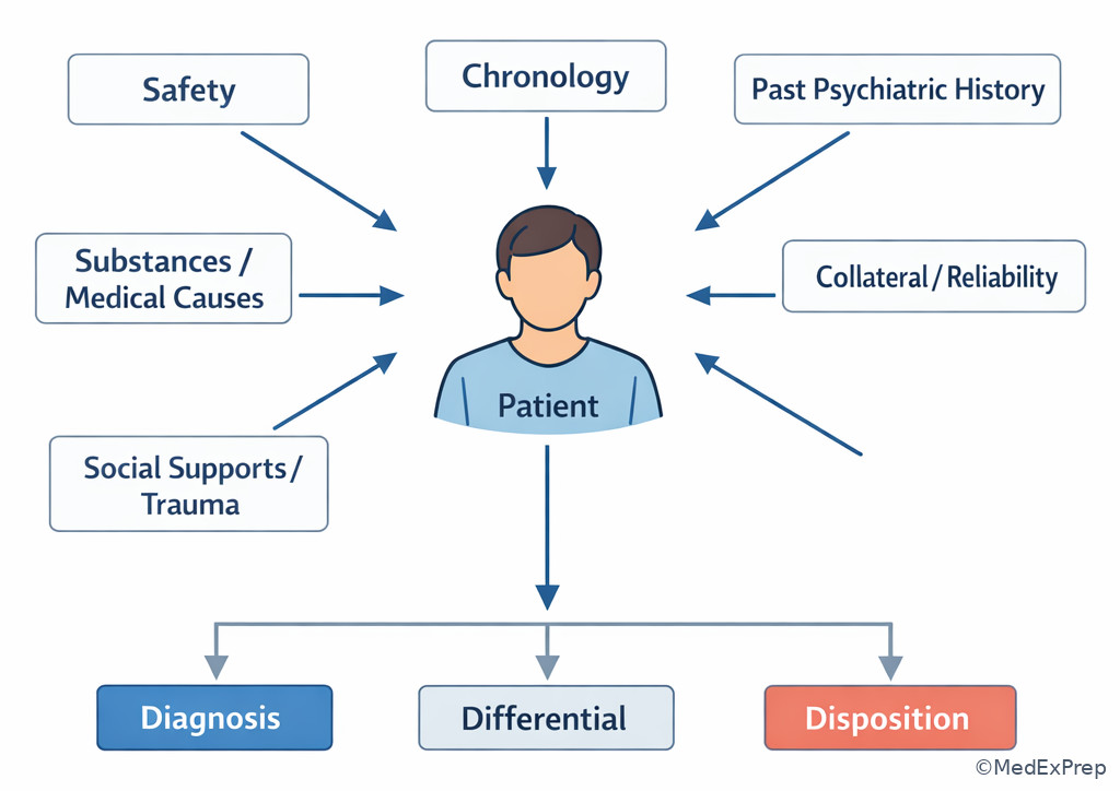 Fig 6. High-yield psychiatric history synthesis map