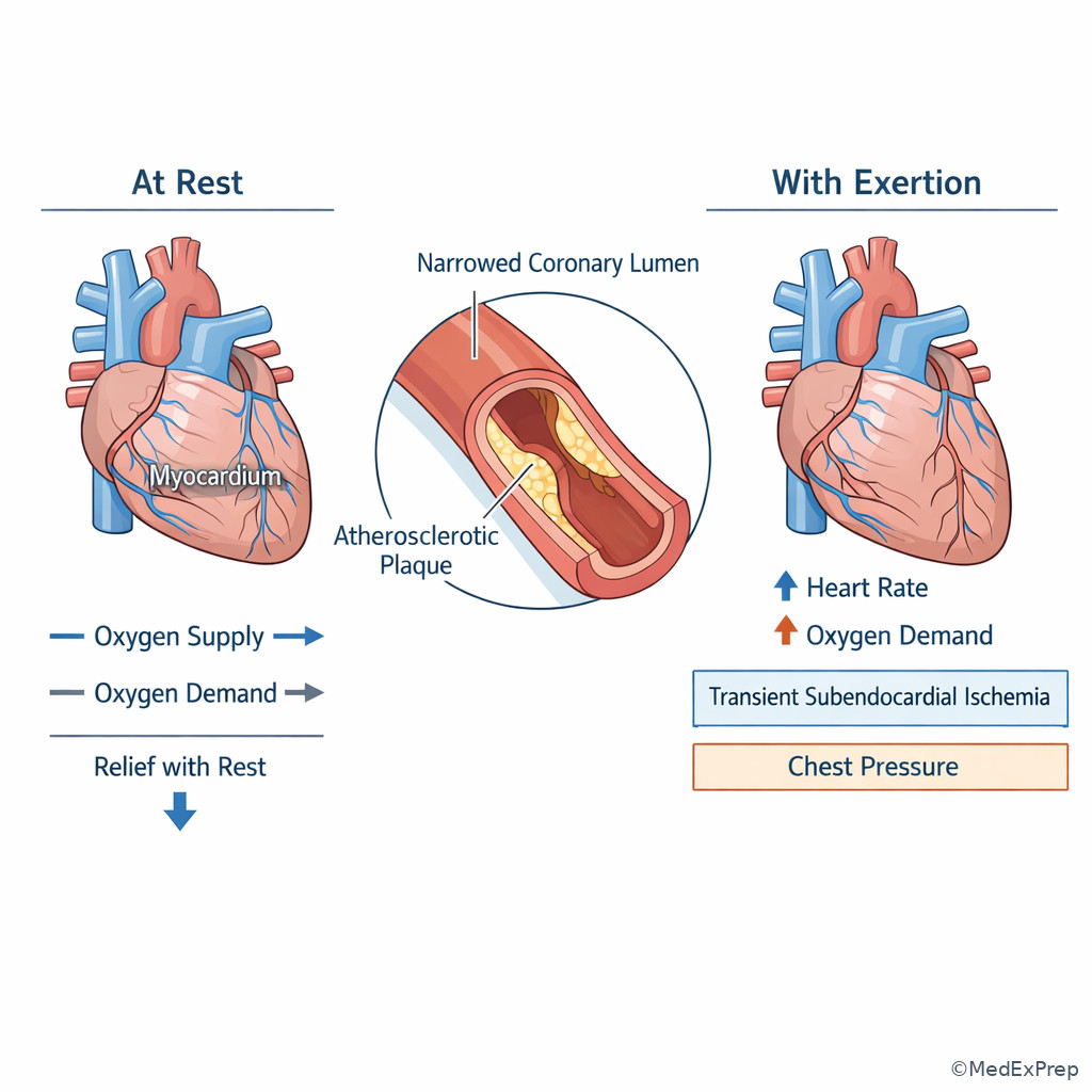Fig 3. Coronary supply-demand mismatch in exertional ischemia
