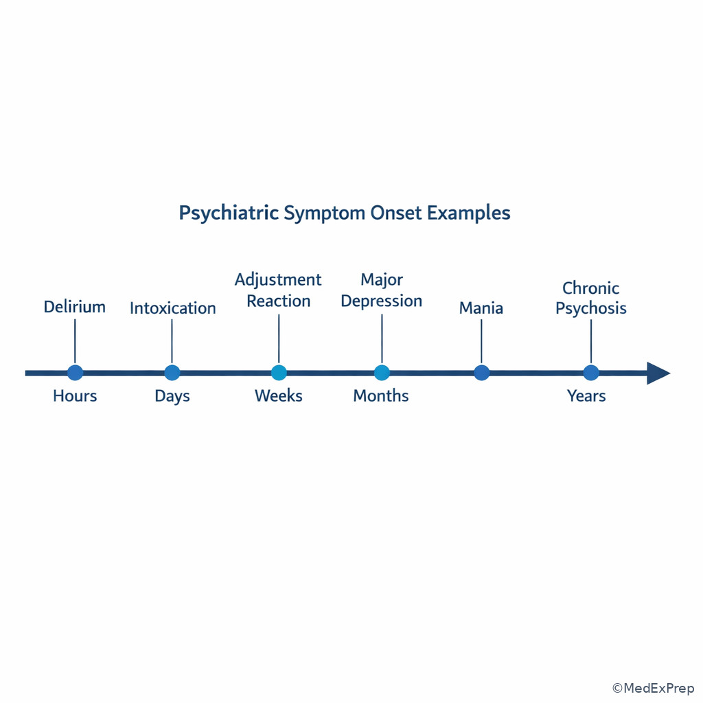Interview timeline board with symptom onset markers