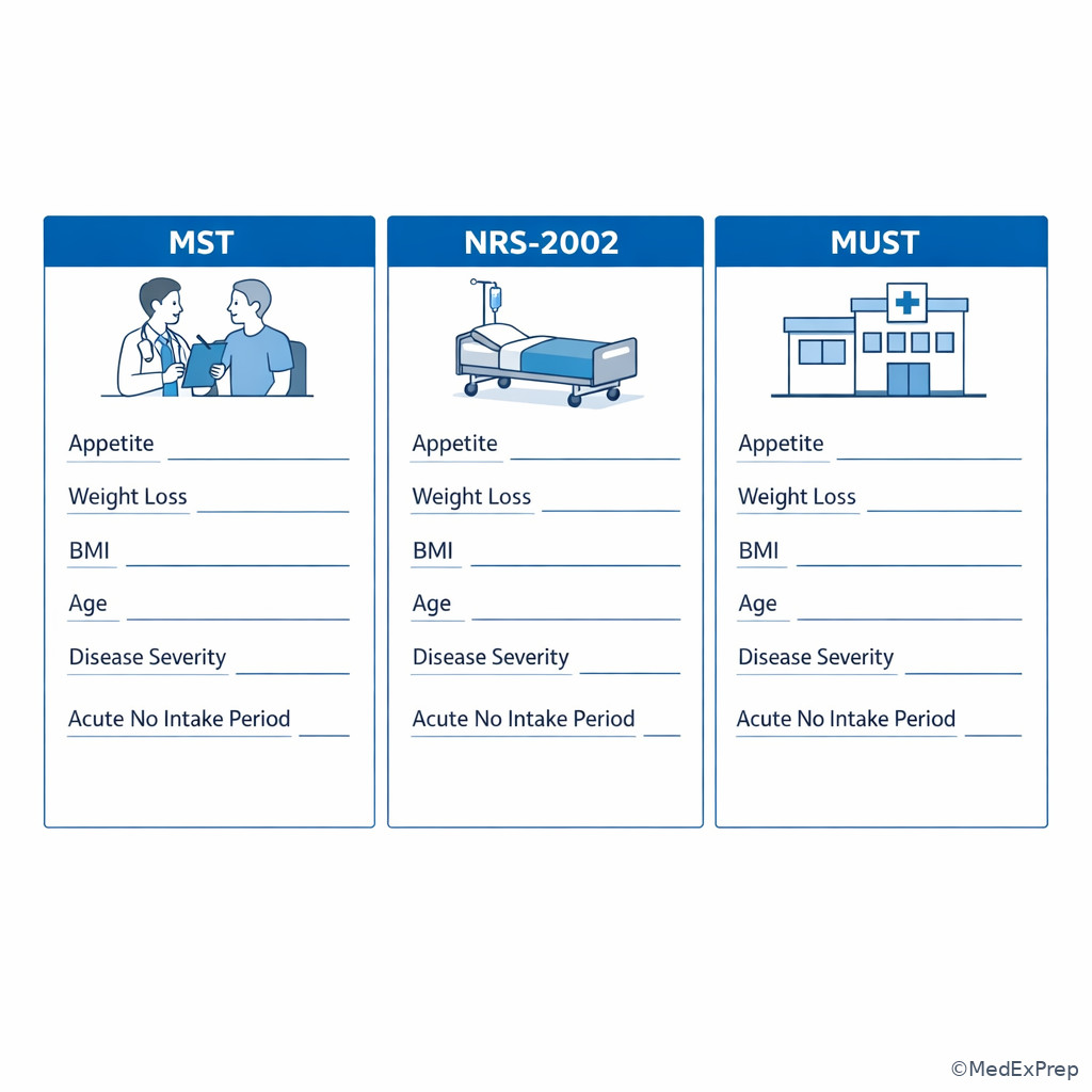 Comparison of MST, NRS-2002, and MUST inputs