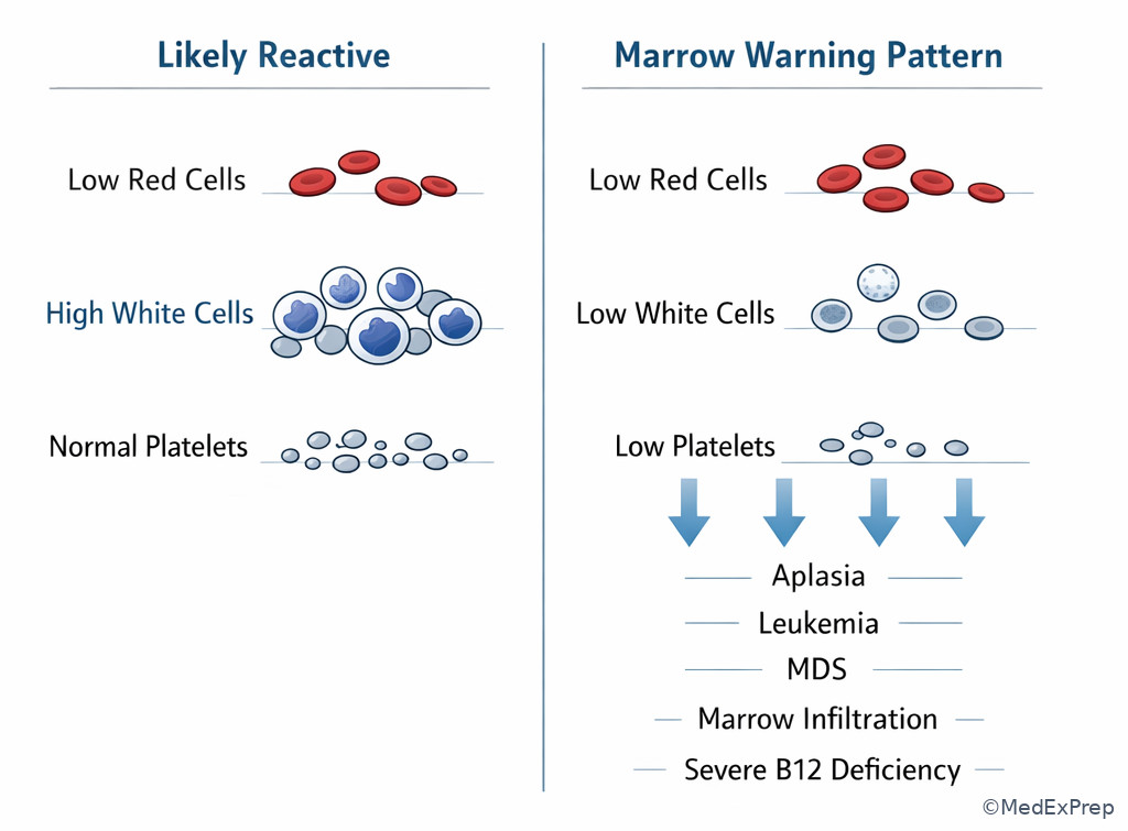 Multilineage CBC warning pattern