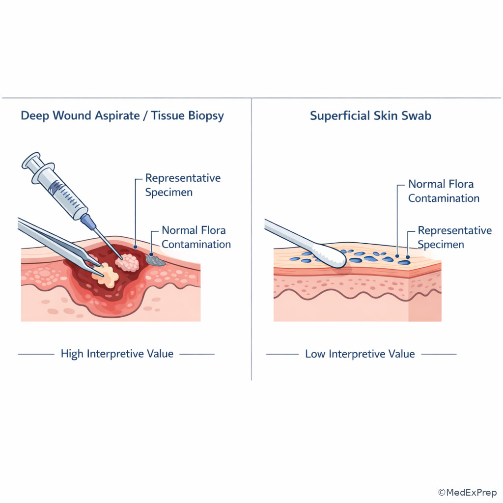 Fig 4. Deep specimen versus superficial swab comparison
