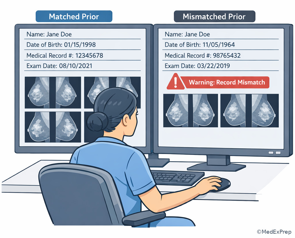 Fig 6. Prior-study matching before mammography comparison