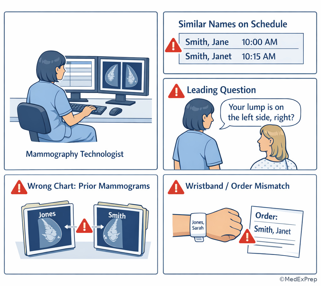 Fig 4. Common identity-error traps in the mammography suite