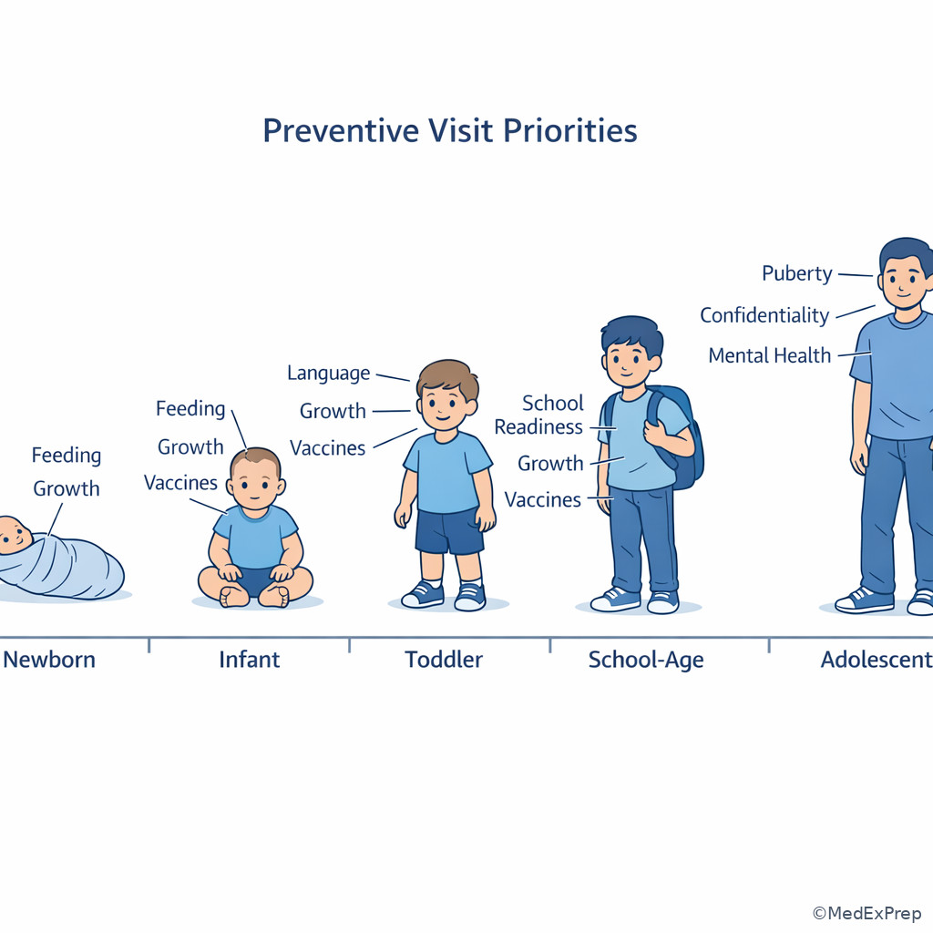 Age-based health supervision timeline