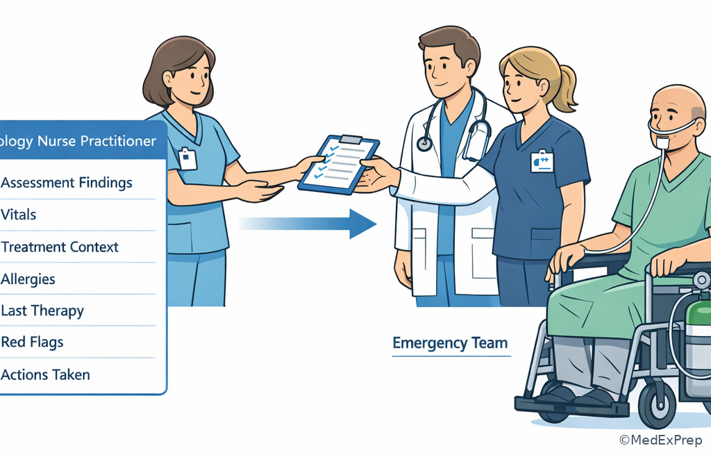 Clinic-to-hospital escalation handoff illustration