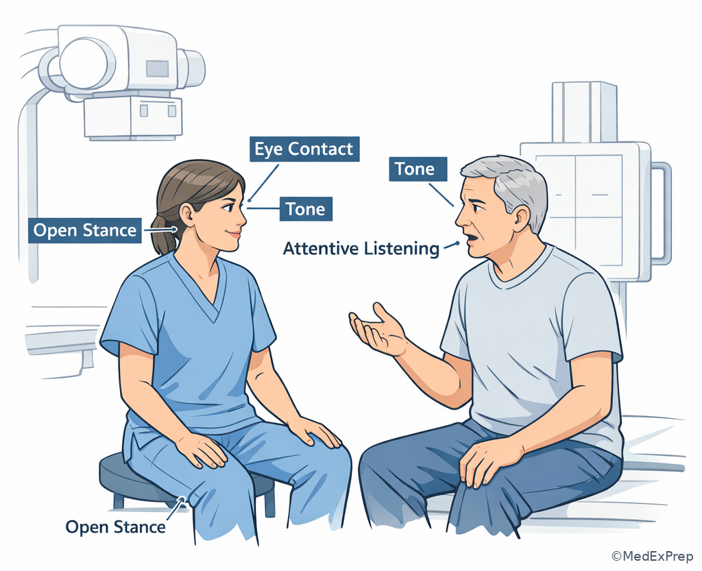 Radiographer active listening posture