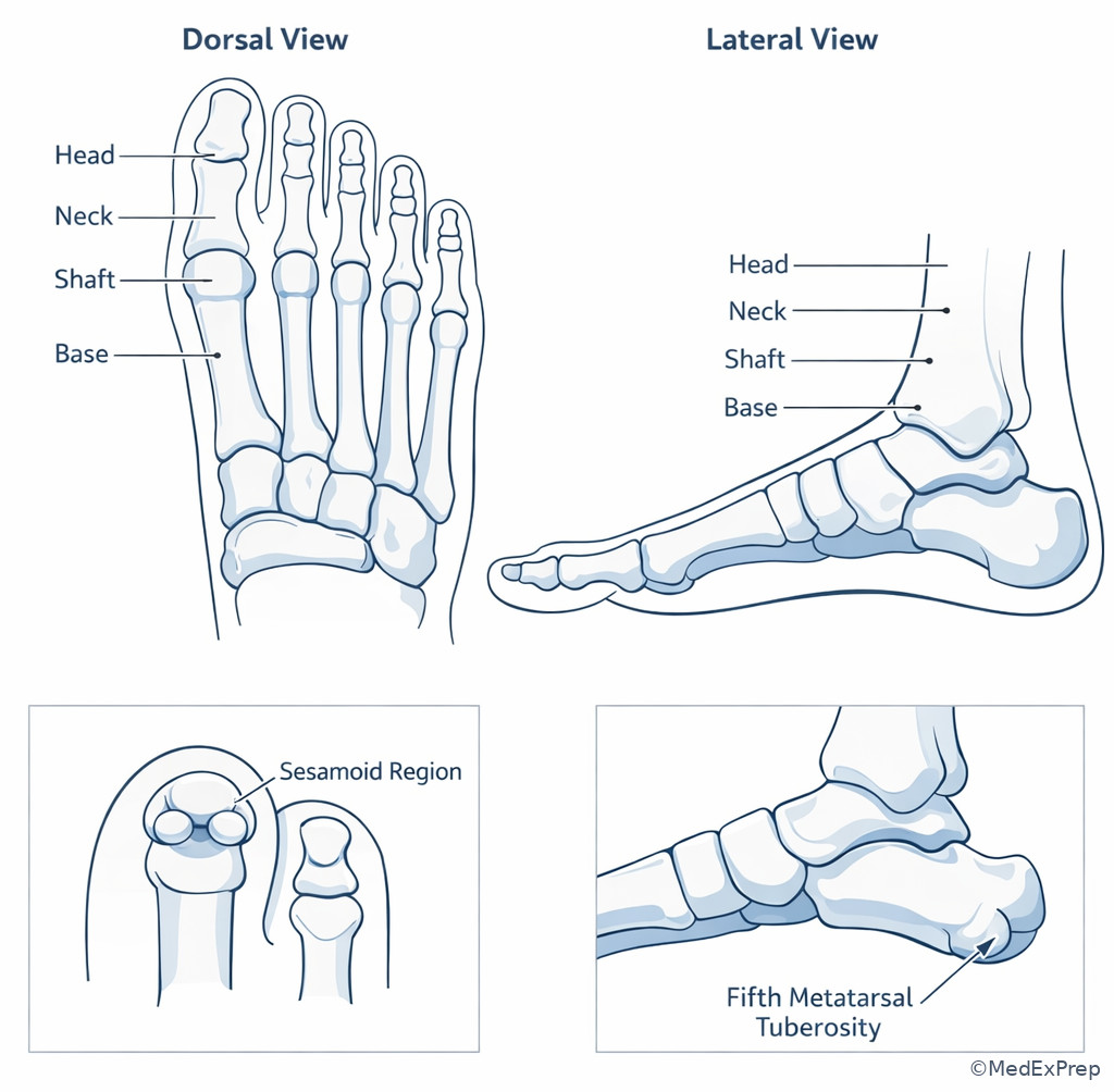 Fig 4. Metatarsal parts and ray numbering