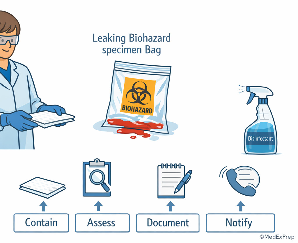 Leaking specimen biosafety response illustration