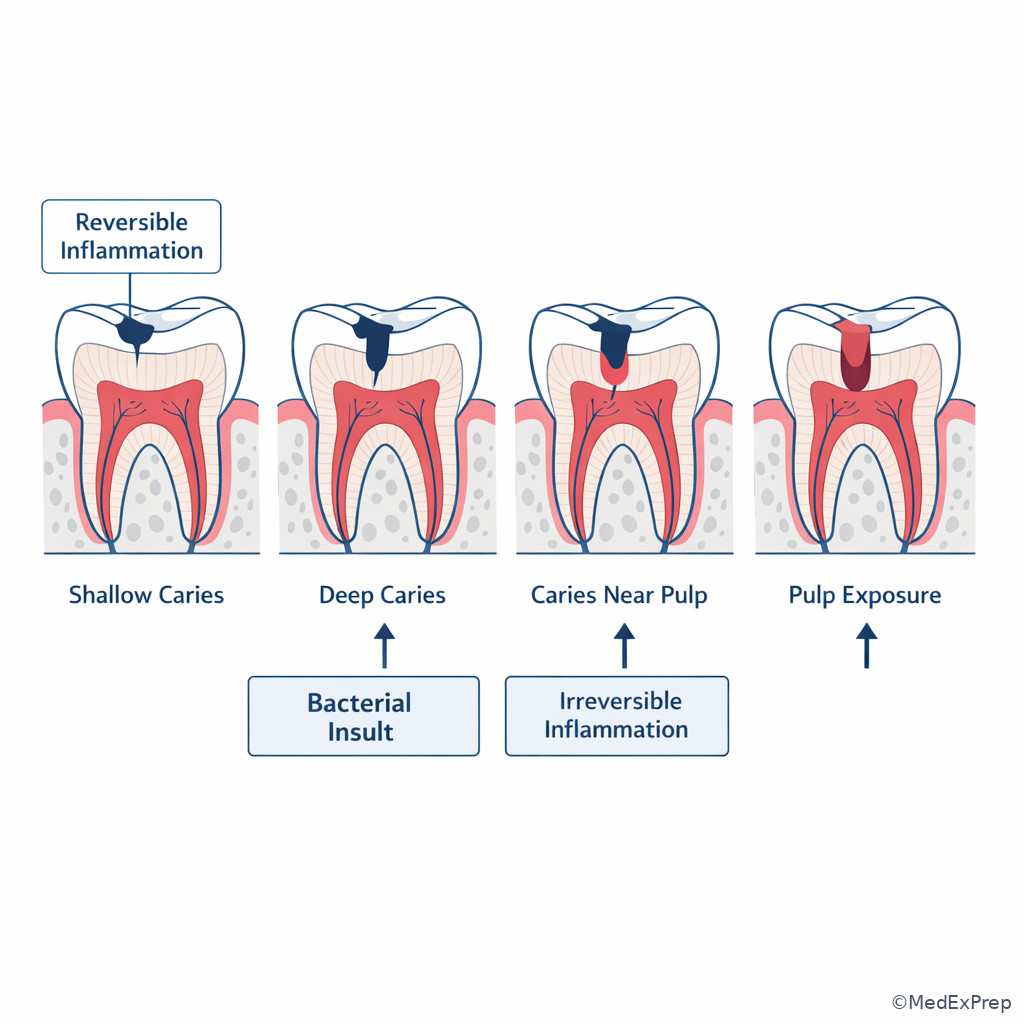 Pulp inflammation progression illustration