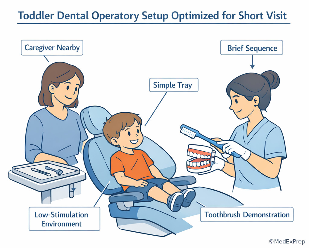 Toddler operatory setup for brief examination