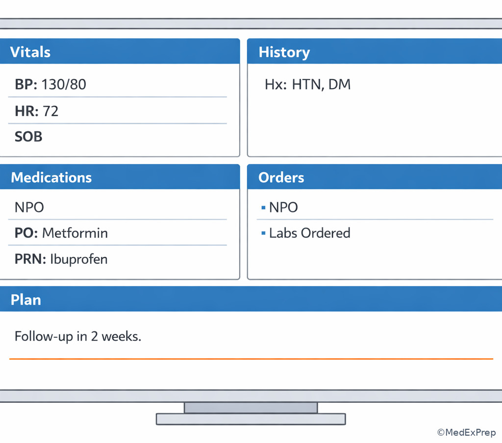 Outpatient chart abbreviation workflow scene