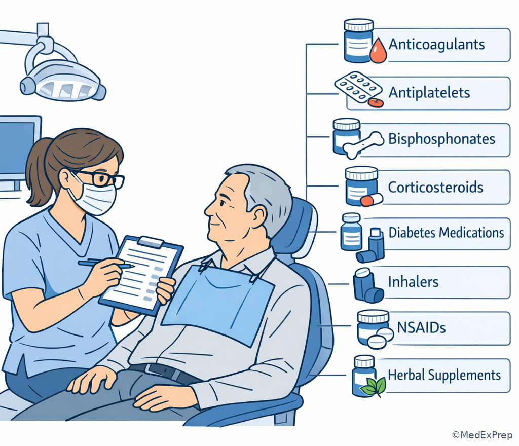 Medication list review in a dental operatory