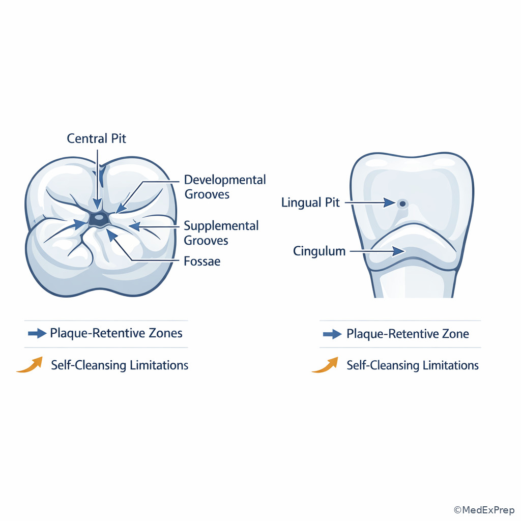 Fig 5. Common plaque-retentive tooth landmarks