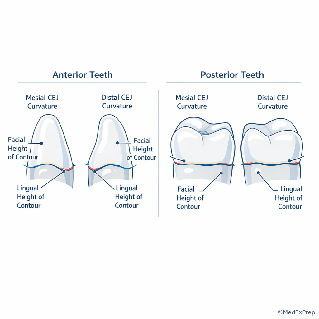 CEJ and crown contour reference illustration