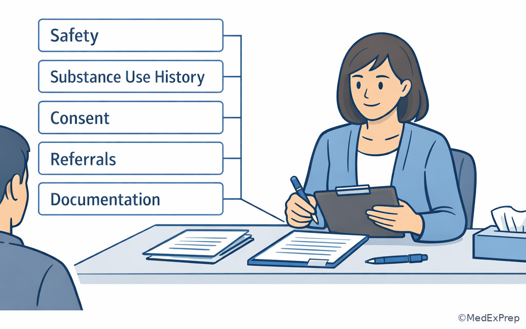 Case triage desk illustration