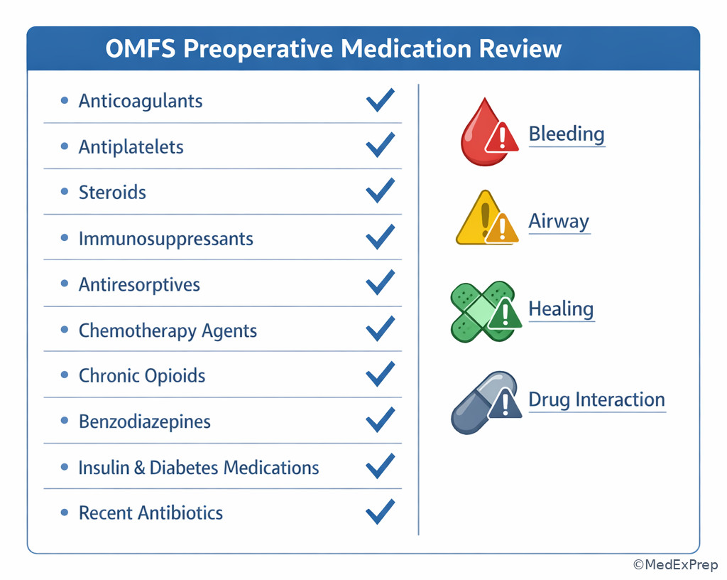Medication review card for OMFS preoperative screening