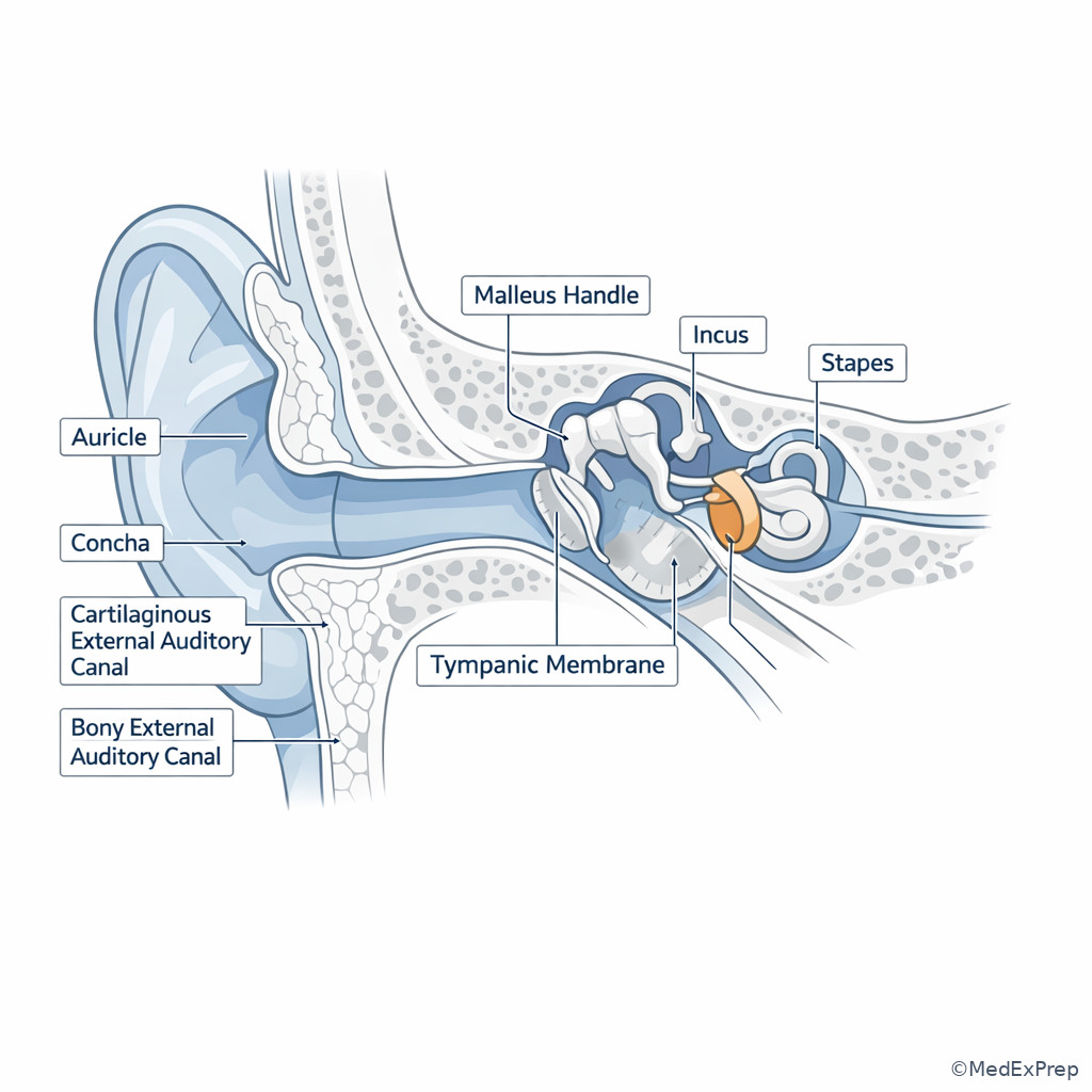 Fig 2. Labeled external and middle ear anatomy
