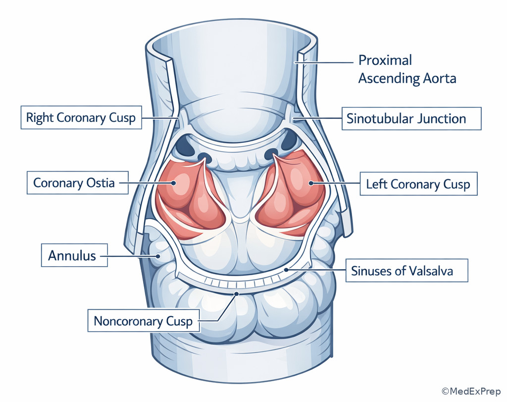 Aortic root and coronary ostia anatomy