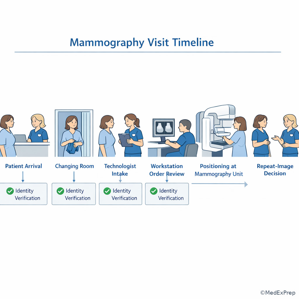 Verification checkpoints in the mammography visit
