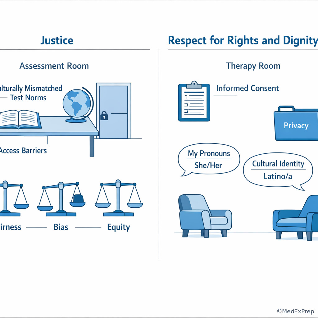 Fig 5. Justice versus respect in diverse practice situations