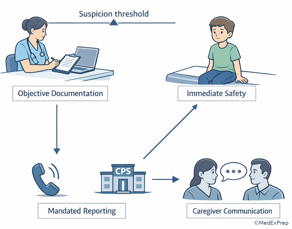 Mandated reporting clinical communication diagram