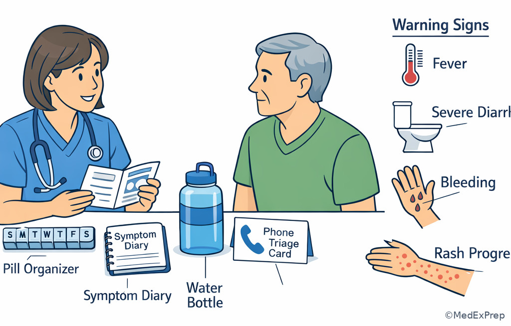 Oral anticancer therapy safety teaching image