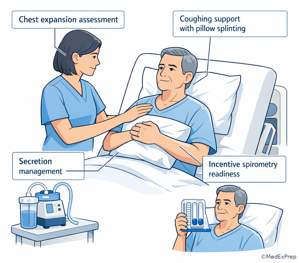 CABG positioning and pulmonary hygiene assessment